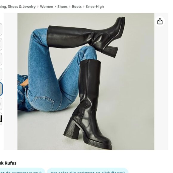 SOVANYOU Black Leather Boots Platform NEW IN BOX - Picture 5 of 5